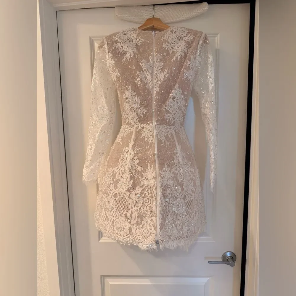 NWOT BRONX AND BANCO Isabella Long Sleeve Mini Dress in White - Picture 12 of 16